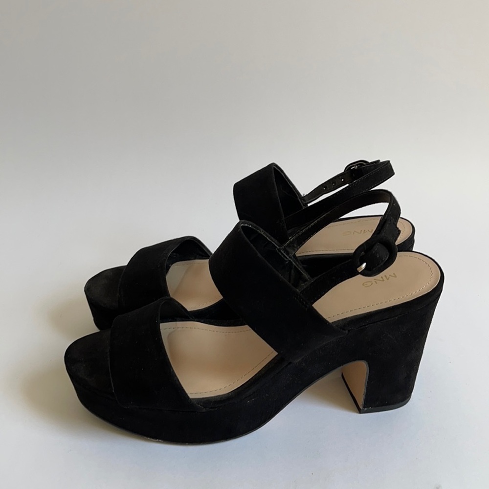 Mango suede platform sandals 60s vibesss